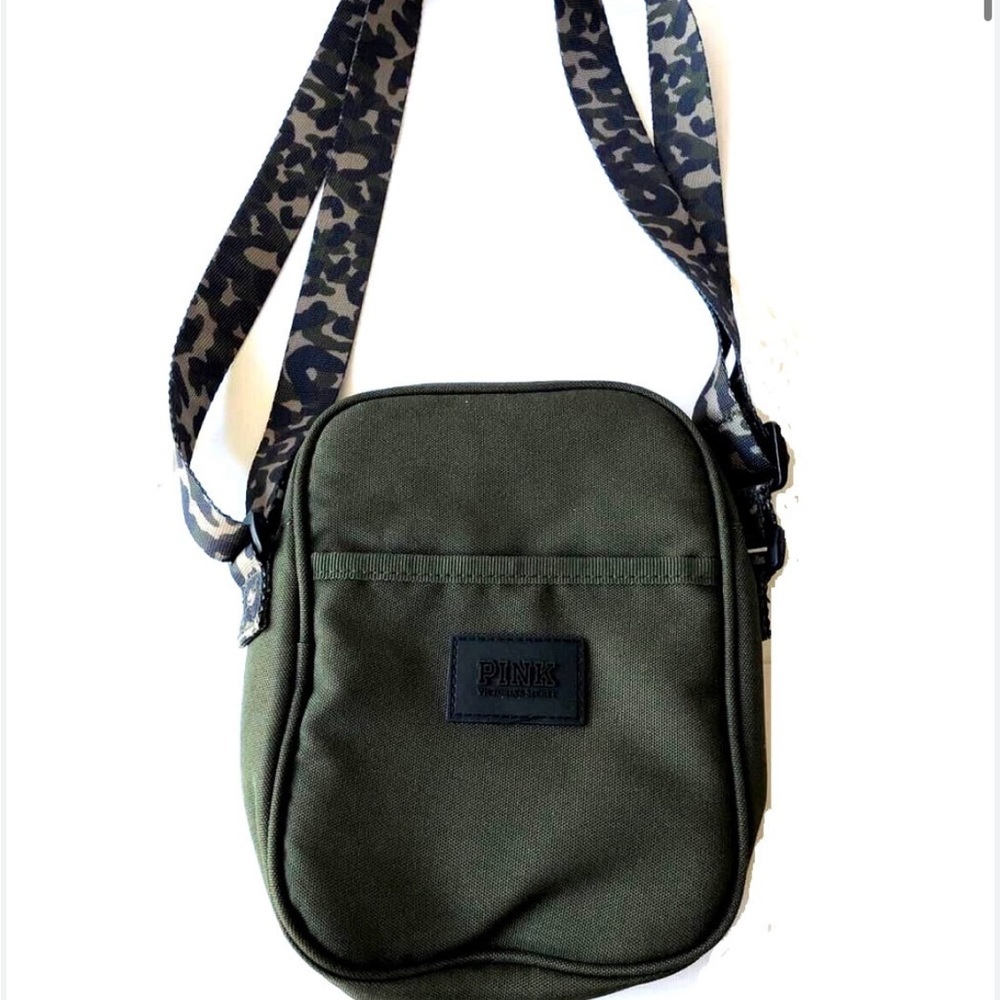 PINK VICTORIA SECRET Taffeta Crossbody Sports Bag In Olive Green Camo - Picture 6 of 12